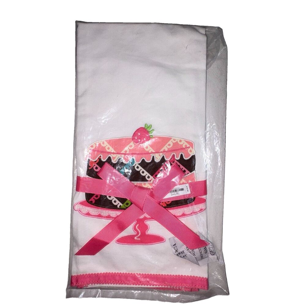 Vera Bradley New Tea Towel Lola Pink Ribbon Cake Retired Limited Edition
